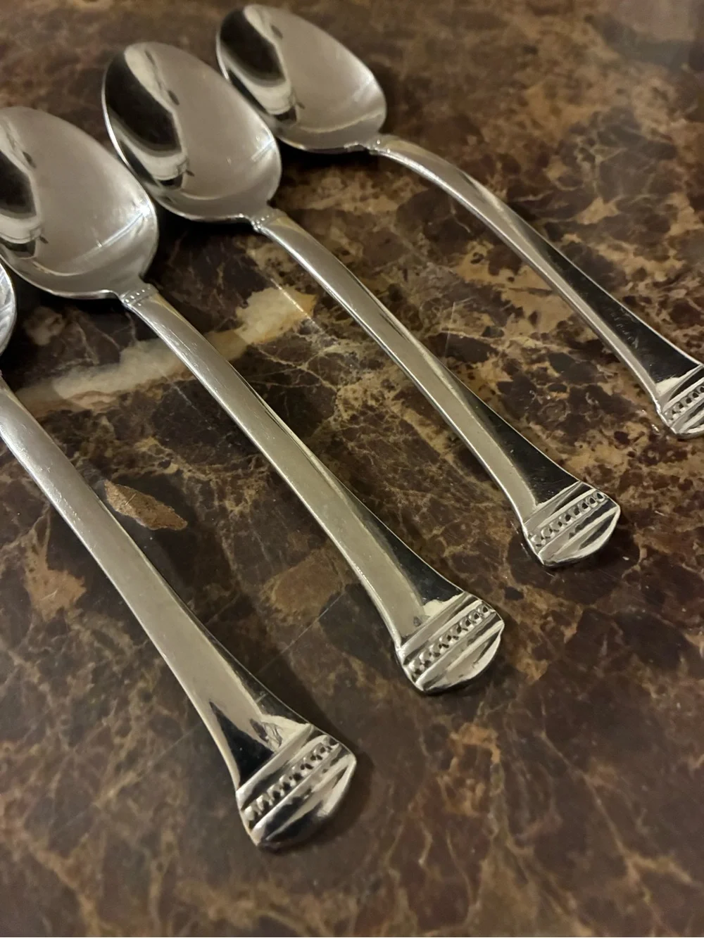 Wallace Glossy Stainless Teaspoon Set of 4 - Classic Beaded Handle